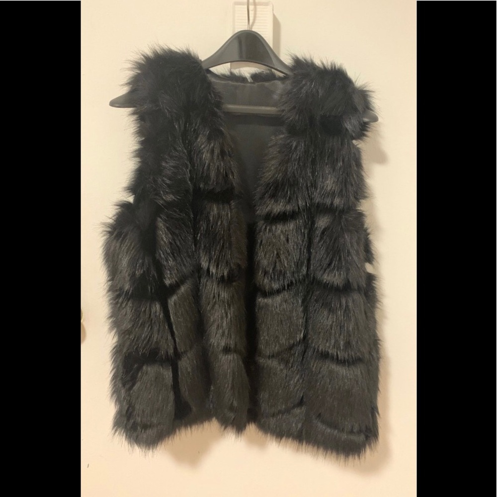Black Faux fur vest
